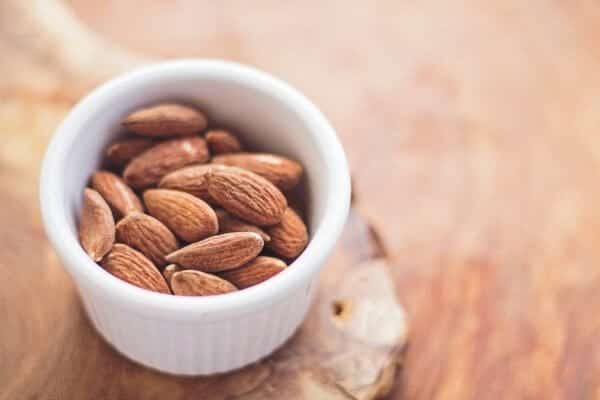 Almonds in a shallow bowl