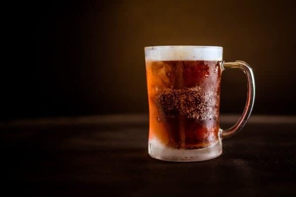 Frosted mug with beer