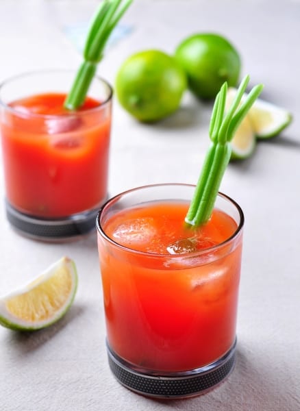 Bloody Mary cocktail, also contains Worcestershire sauce