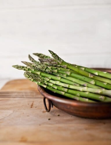 Bowl of green asparagus