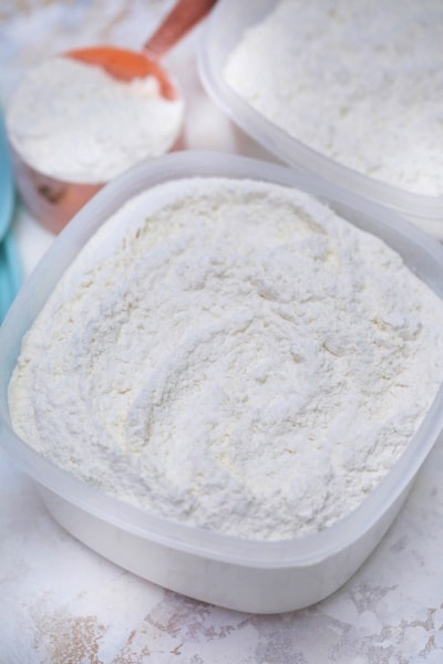 Flour in a storage container