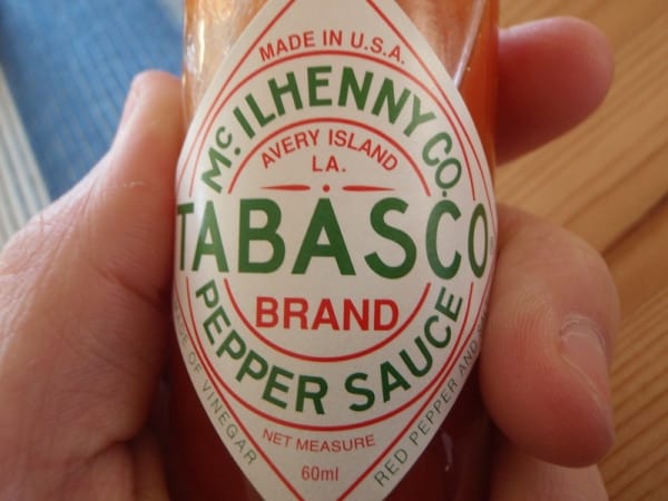 Small bottle of Tabasco hot sauce