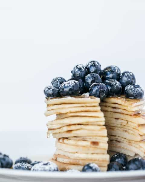 Pancakes topped with blueberries