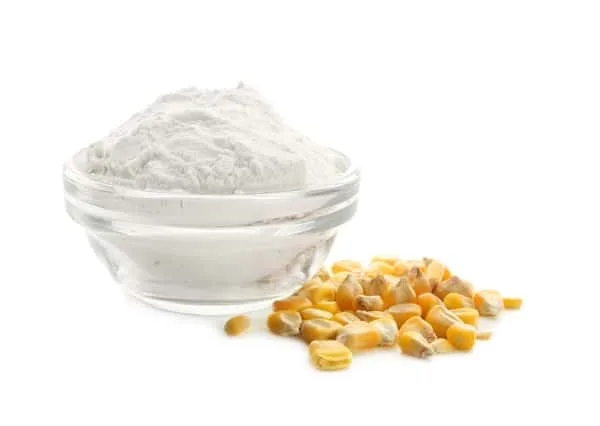 Bowl with corn starch and kernels