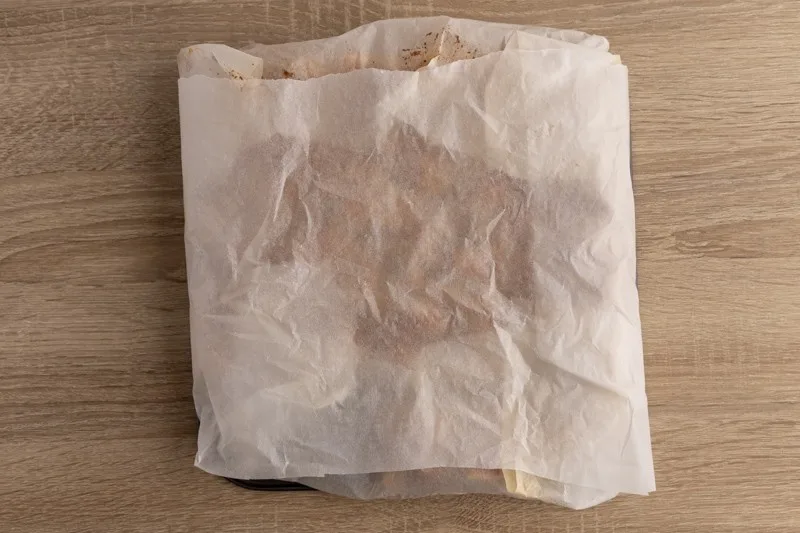 Bread pudding loosely wrapped