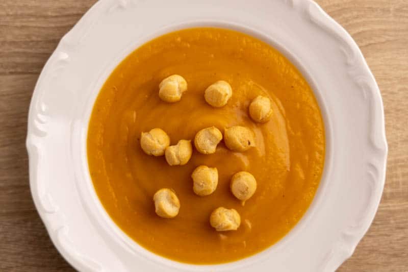 Butternut squash soup plated