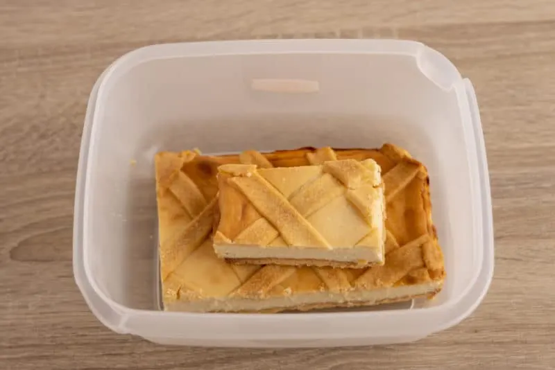 Cheesecake in a storage container