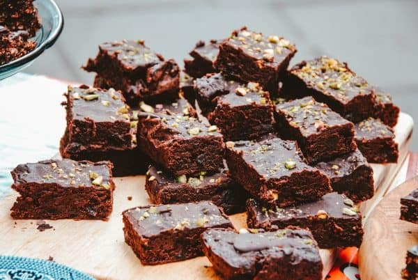 Fudge pieces on a table