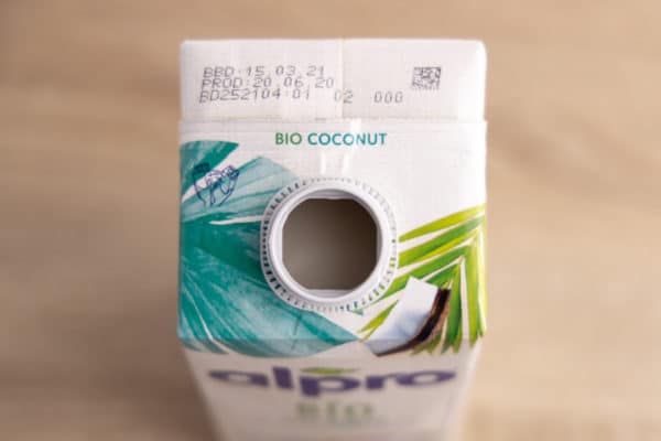 Coconut milk opened carton