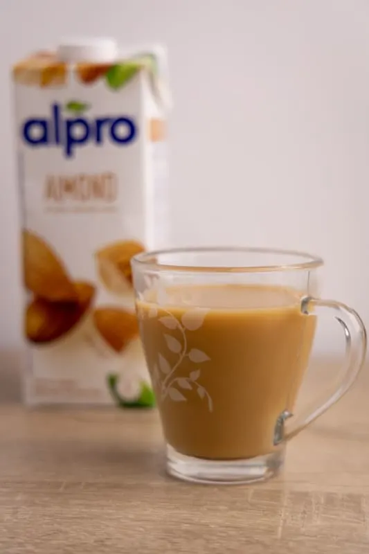 Coffee and almond milk carton
