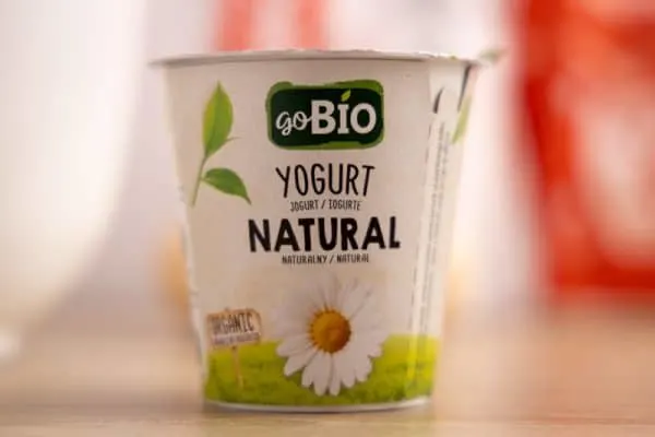 Container of yogurt