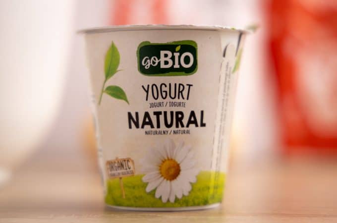 Container of yogurt