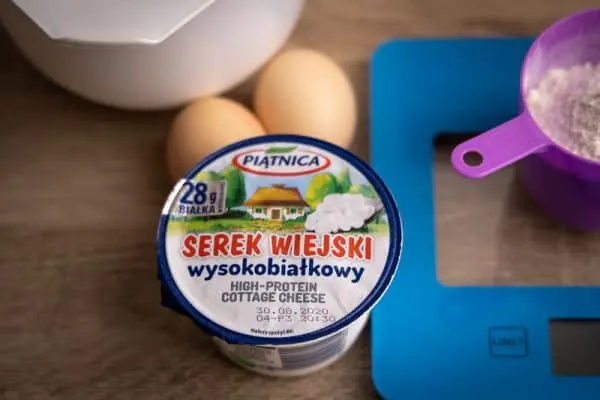 Cottage cheese in a container