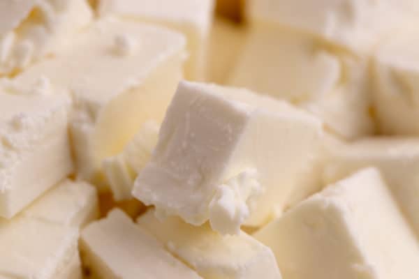 Cubed feta closeup