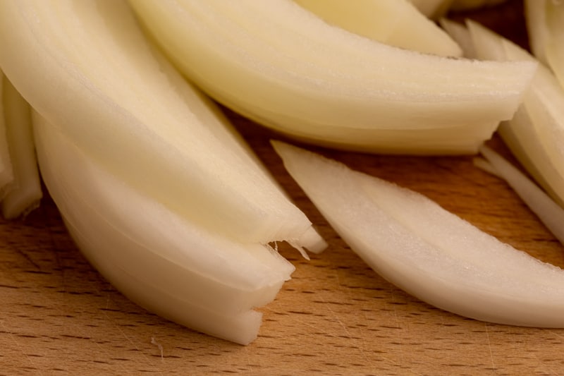 Cut onions closeup