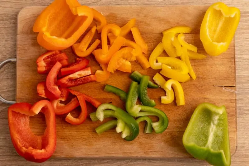 Cutting bell peppers
