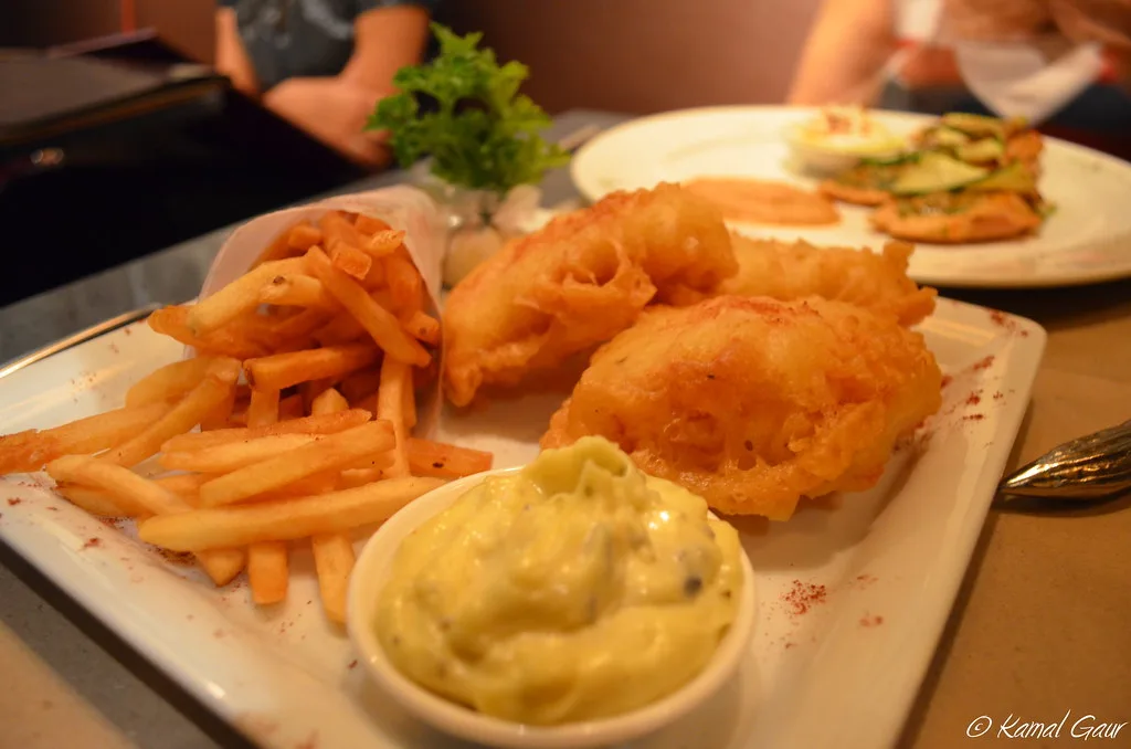 Fish and chips with tartar sauce