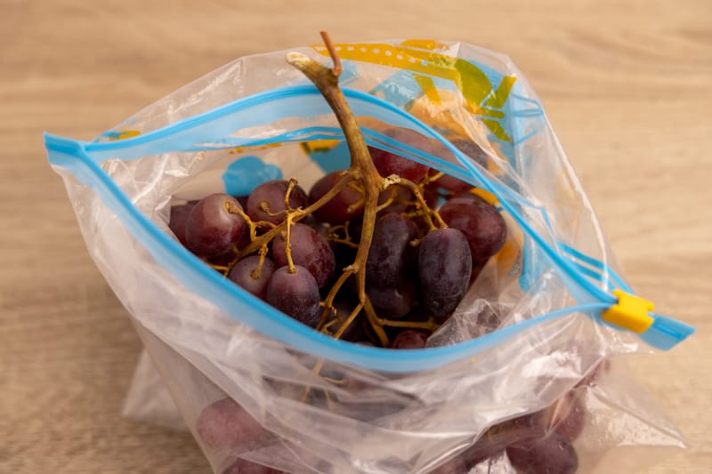 Grapes in a plastic bag