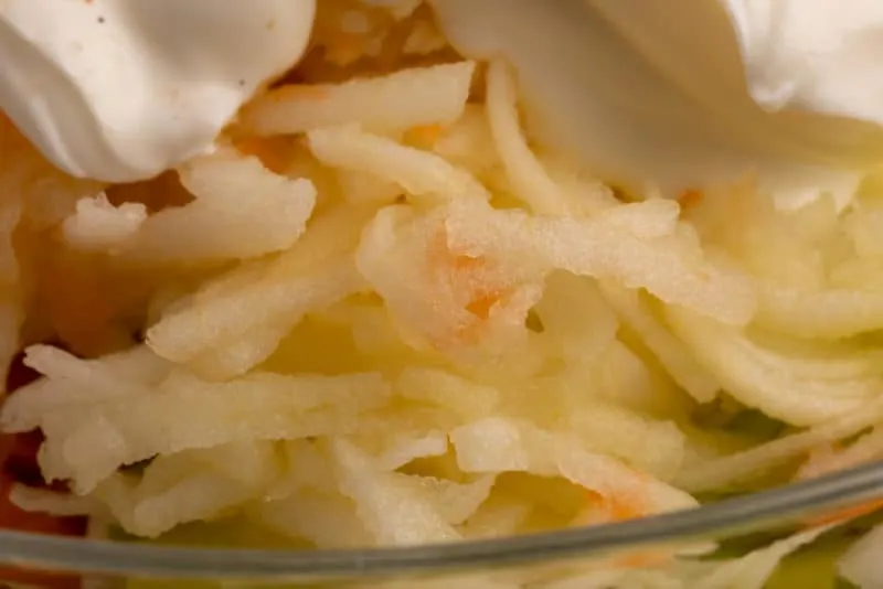 Grated apples in a salad
