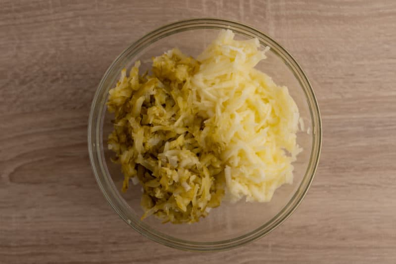 Grated pickles and apple