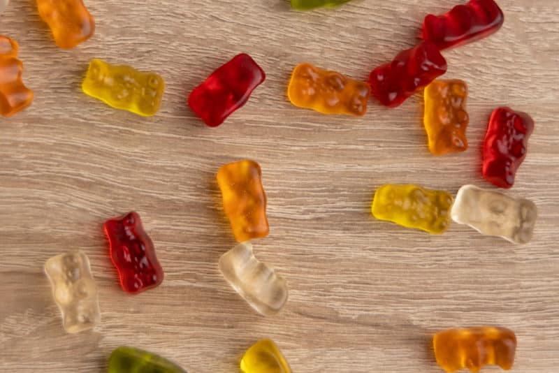 Gummy bears on table