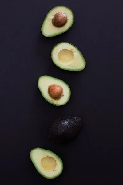 Halves of Hass avocados