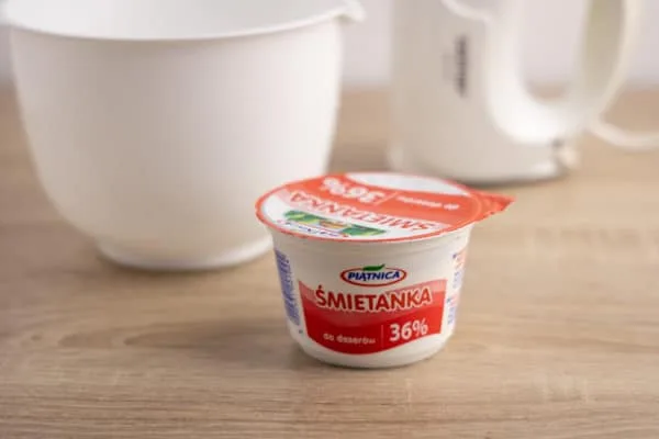 Heavy cream in a container