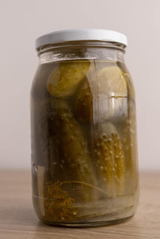 Homemade dill pickles jar