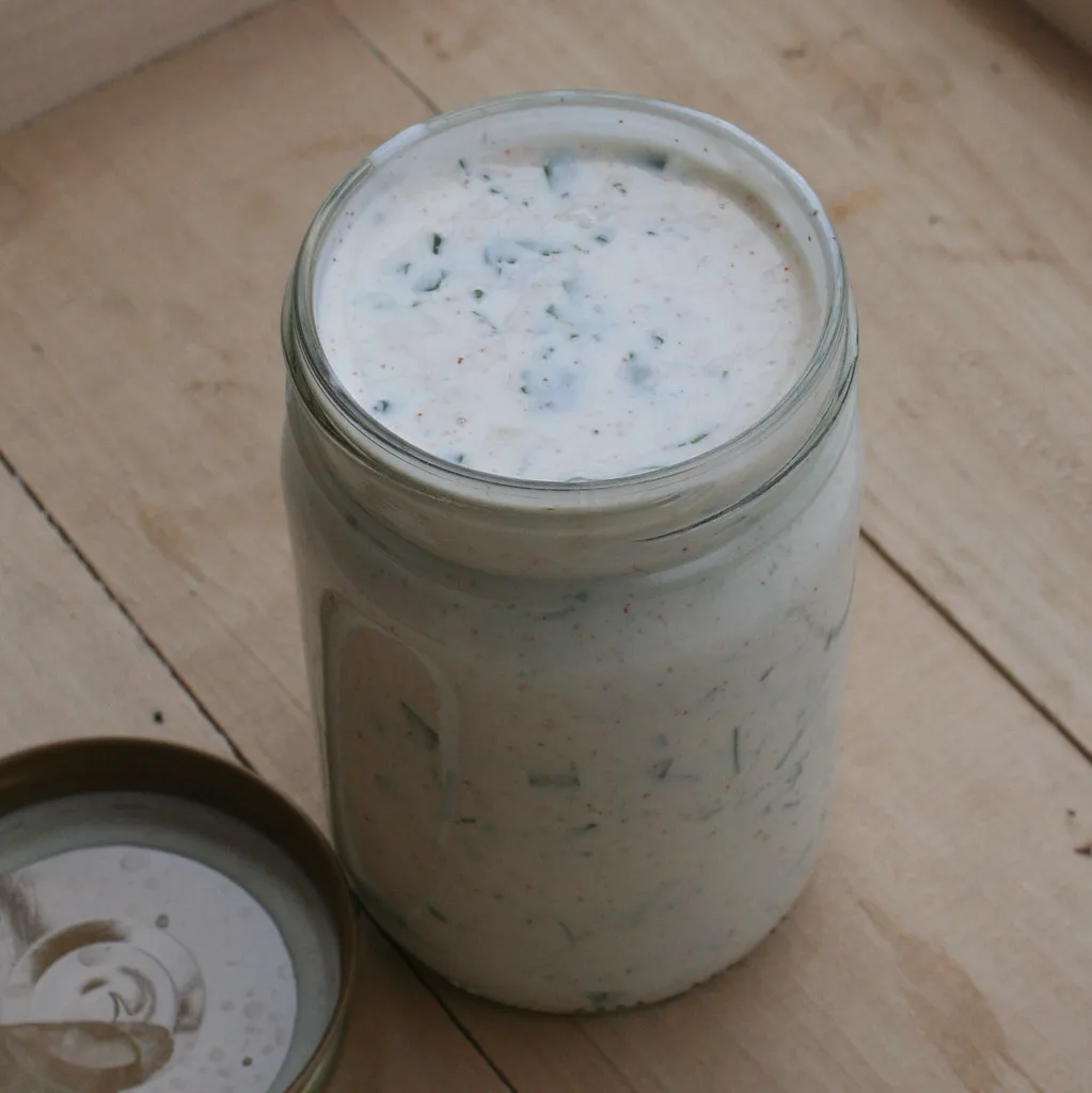 Jar of homemade ranch dressing