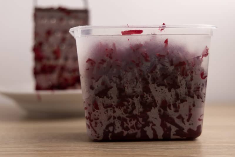 Leftover grated beets in an airtight container