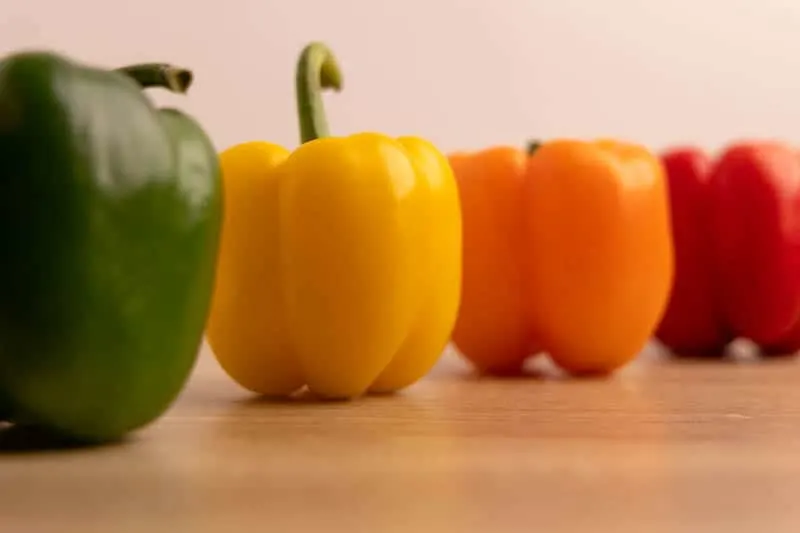 Line of bell peppers