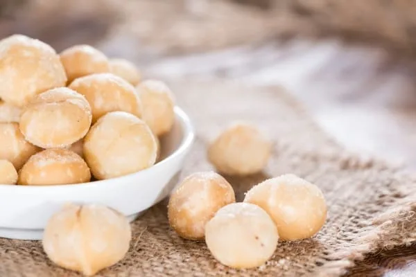 Macadamias in a white bowl