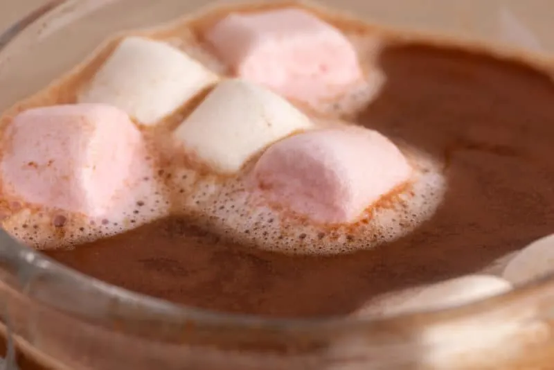 Marshmallows melting in hot chocolate