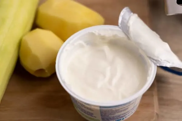 Opened sour cream: visible separation