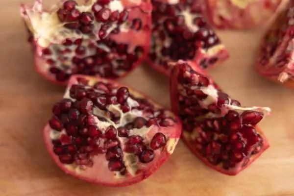 Pomegranate broken into sections