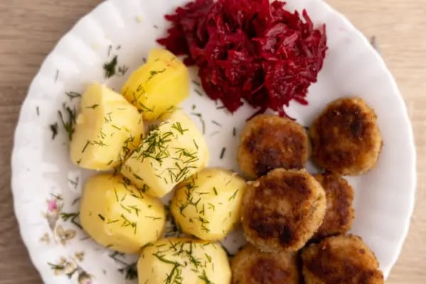 Potatoes, beets, and meat
