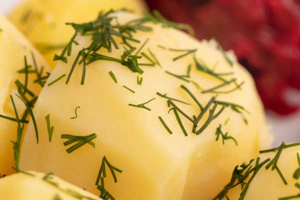 Potatoes topped with dill