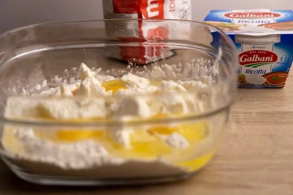 Preparing pancake batter with ricotta