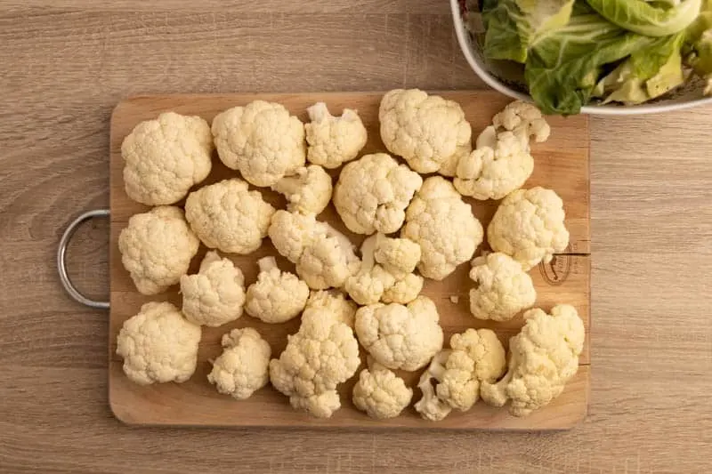 Prepping cauliflower for soup