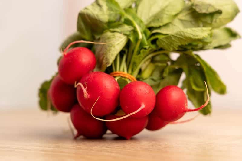 Radishes bunched together