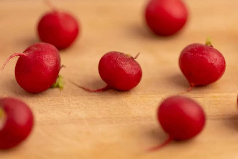 Radishes with greens removed