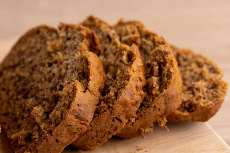 Sliced banana bread