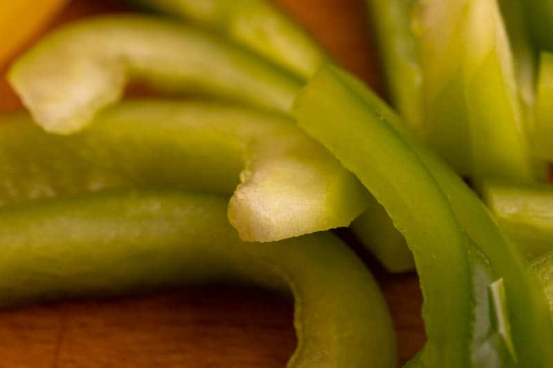 Sliced green bell pepper