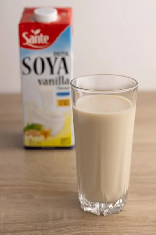 Soy milk carton and glass