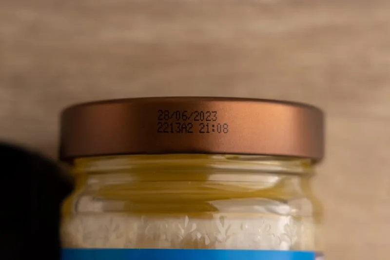 Tahini date on lid