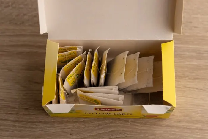 Tea bag in a carton