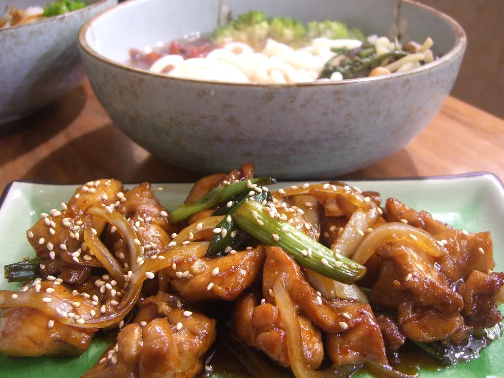 Teriyaki chicken with udon noodles