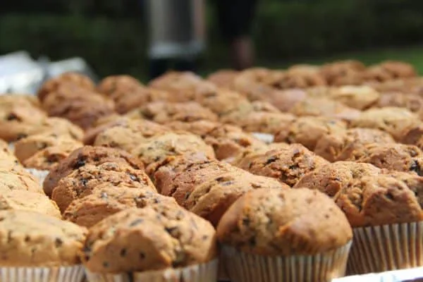 Pile of baked muffins