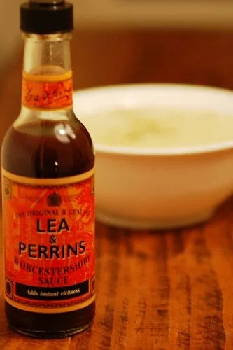 Worcestershire sauce with celeriac soup